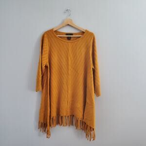 Design History Orange Fringe Sweater XL